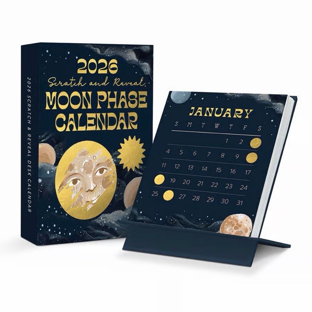 2026 Scratch and Reveal Moon Phases Desk Calendar NEW